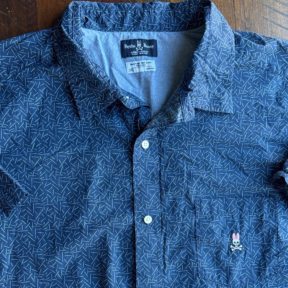 Psycho Bunny Navy Patterned Button-Down Shirt